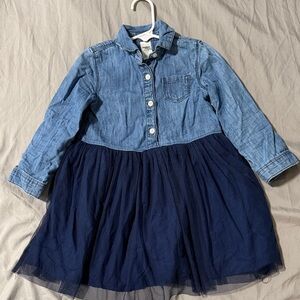 OshKosh B'gosh Denim Top Navy Tulle Skirt Girls Dress
